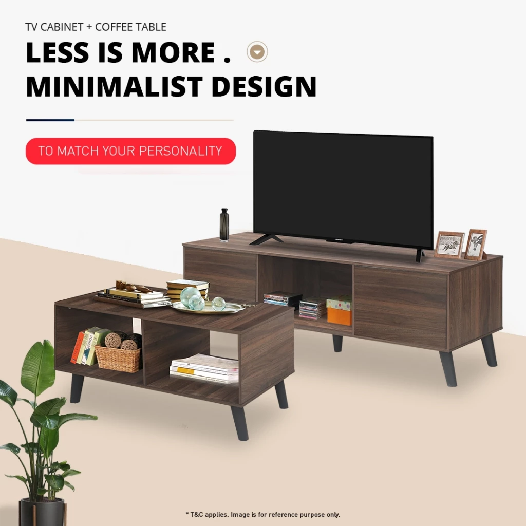 COMBO TV Cabinet + Coffee Table Meja TV Meja Kopi Side Table Home Living