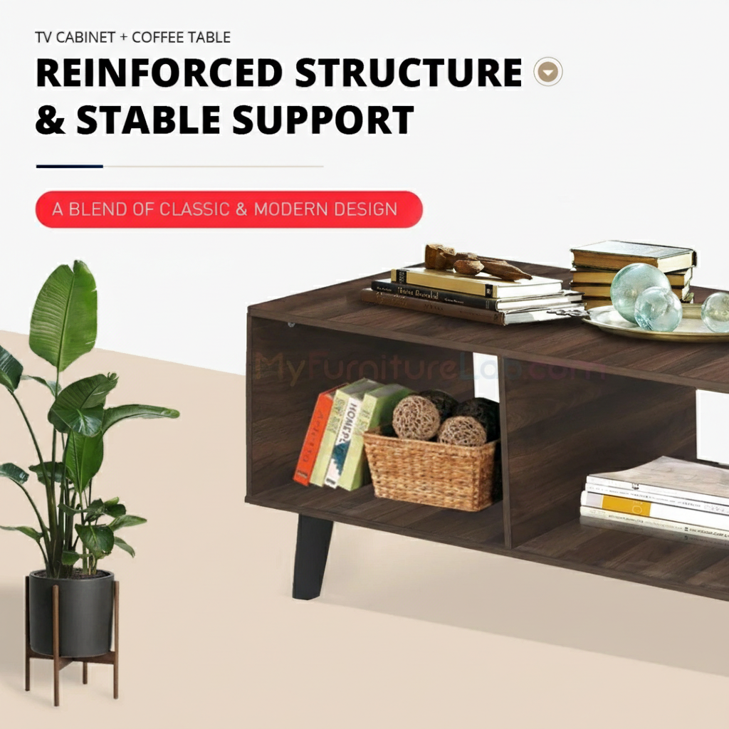 COMBO TV Cabinet + Coffee Table Meja TV Meja Kopi Side Table Home Living — gambar 4