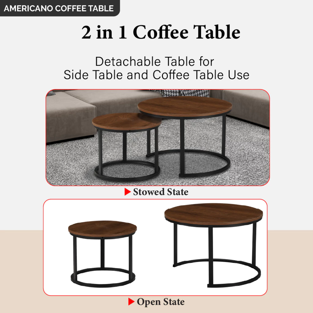 AMERICANO Coffee Table Meja Kopi Ruang Tamu Meja — gambar 3